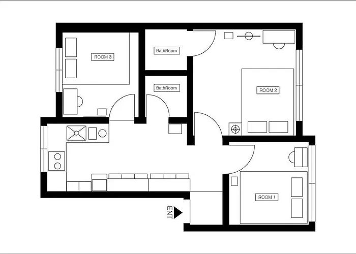 3 2bathrooms 3beds 3min Walk Apartamento Seúl